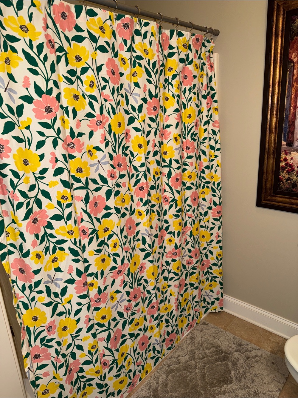 kate spade ♠️ Bold Garden Blooms New York Fabric Shower Curtain EUC